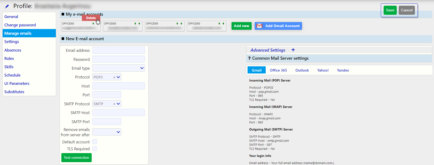 delete email account | Comidor Digital Automation Account