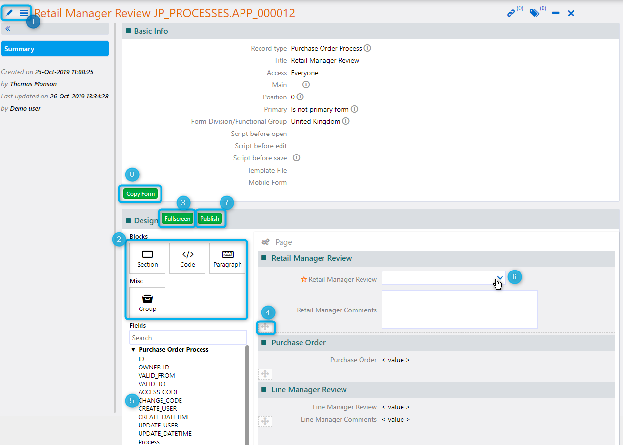 User Fields and User Forms - App Factory - Comidor Platform
