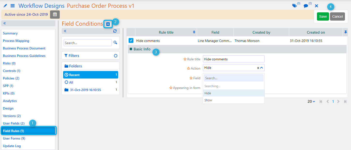 User Fields and User Forms - App Factory - Comidor Platform