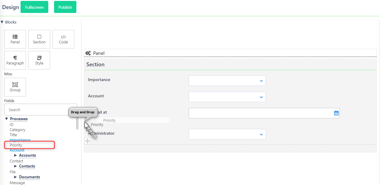 Quick add form Process template | Comidor Platform