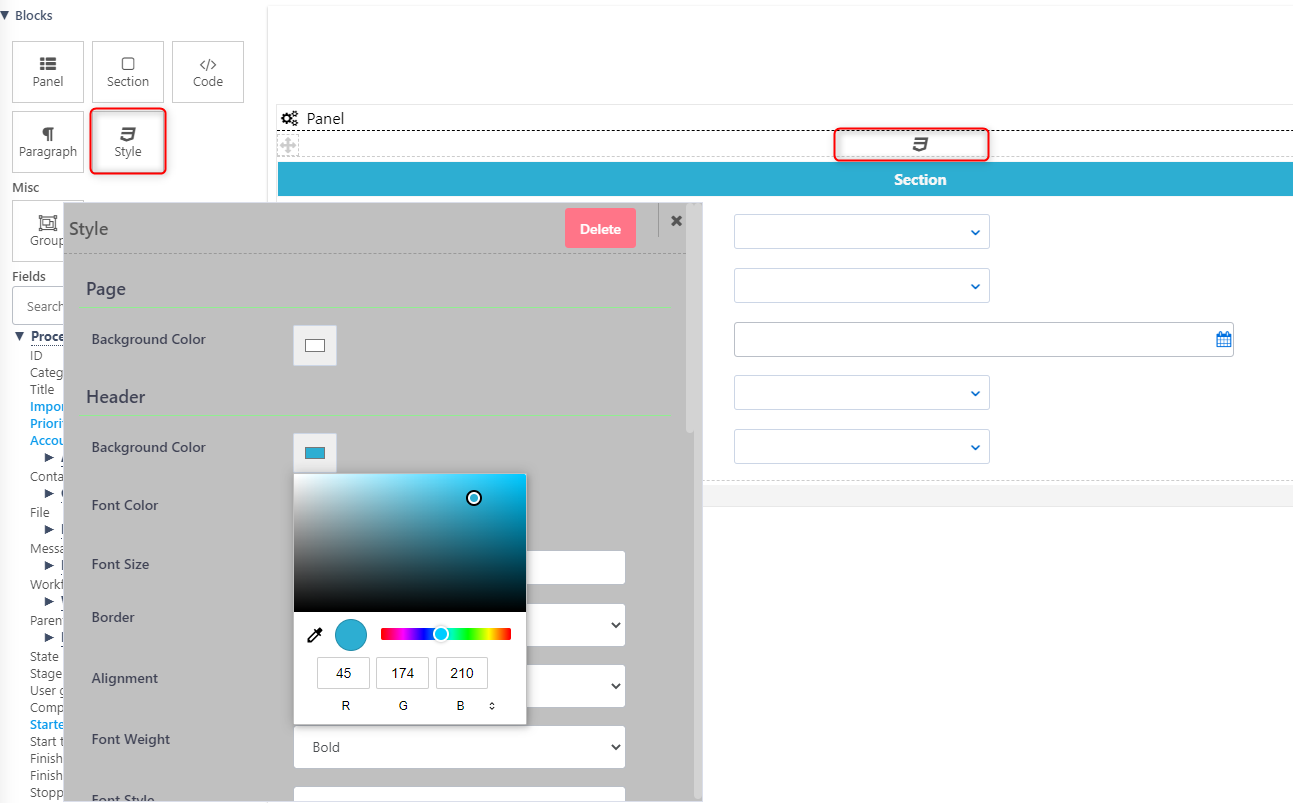 Quick add form Process template | Comidor Platform