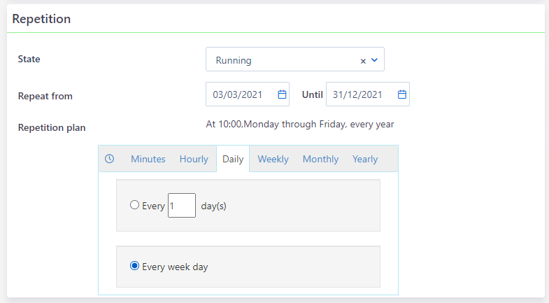 Process Scheduling creation | Comidor Platform