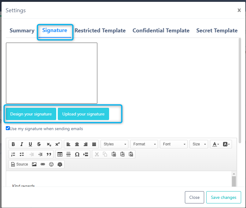 Digital Signature settings | Comidor Platform