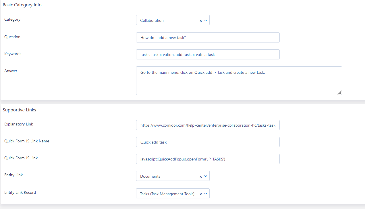 Knowledge base | Comidor Platform