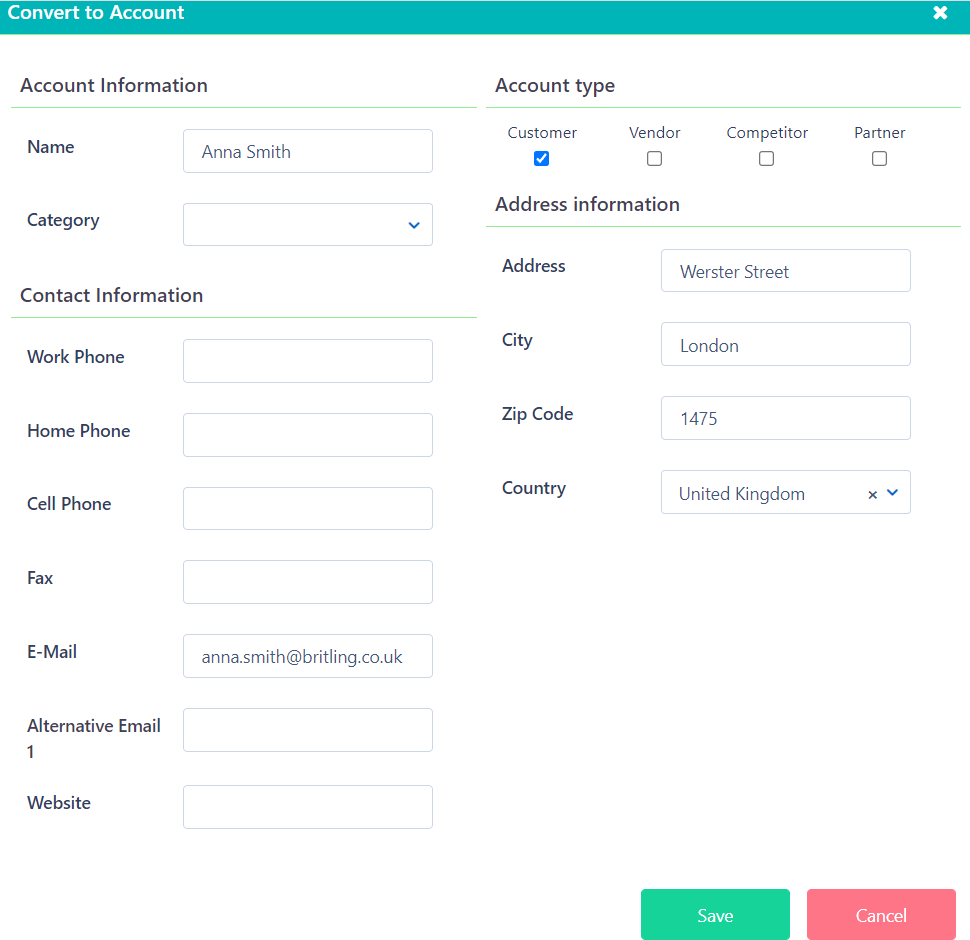 Convert to account - Leads v.6.2| Comidor Platform