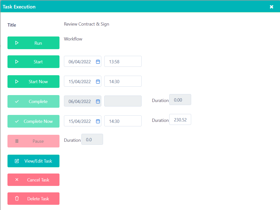 task execution - Calendar v.6.2| Comidor Platform