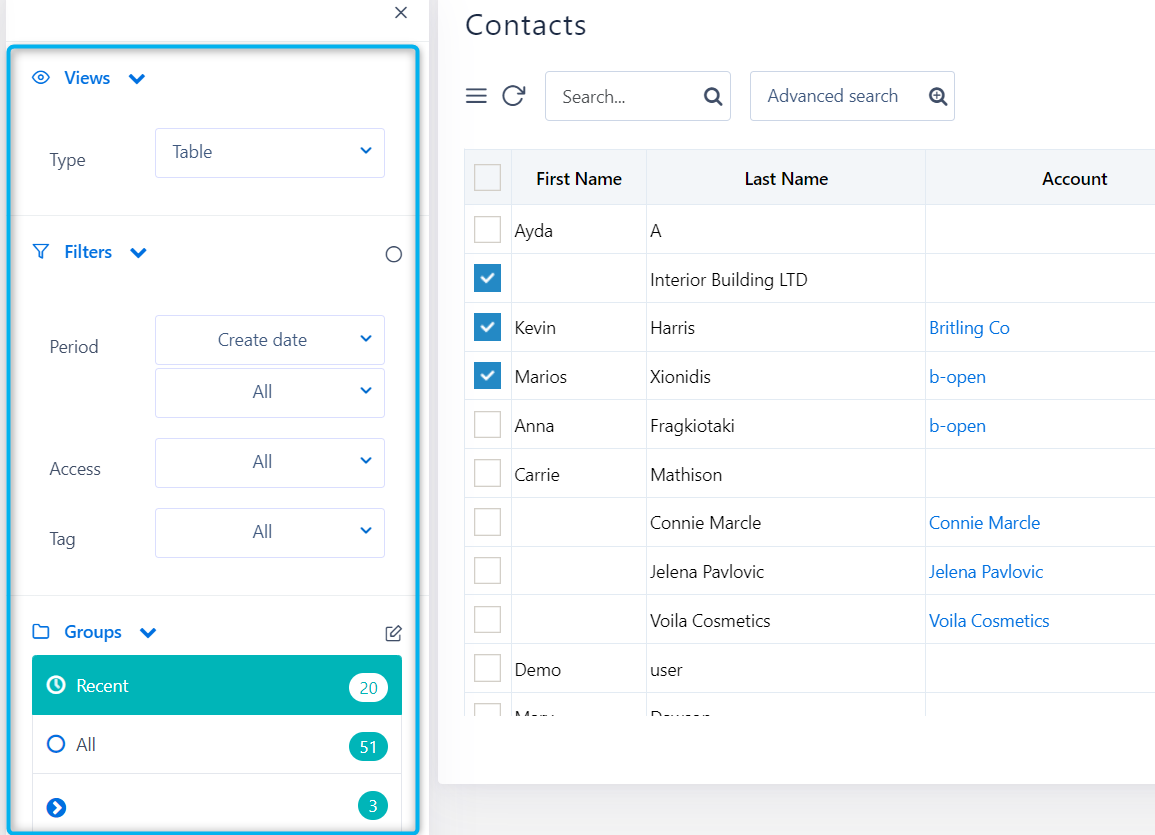 view contact-Filter v.6.2| Comidor Platform