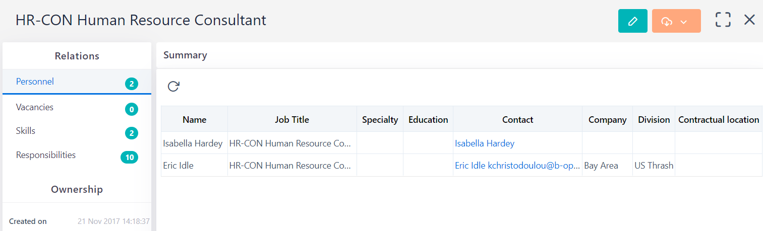 Job title - Personnel v.6.2| Comidor Platform