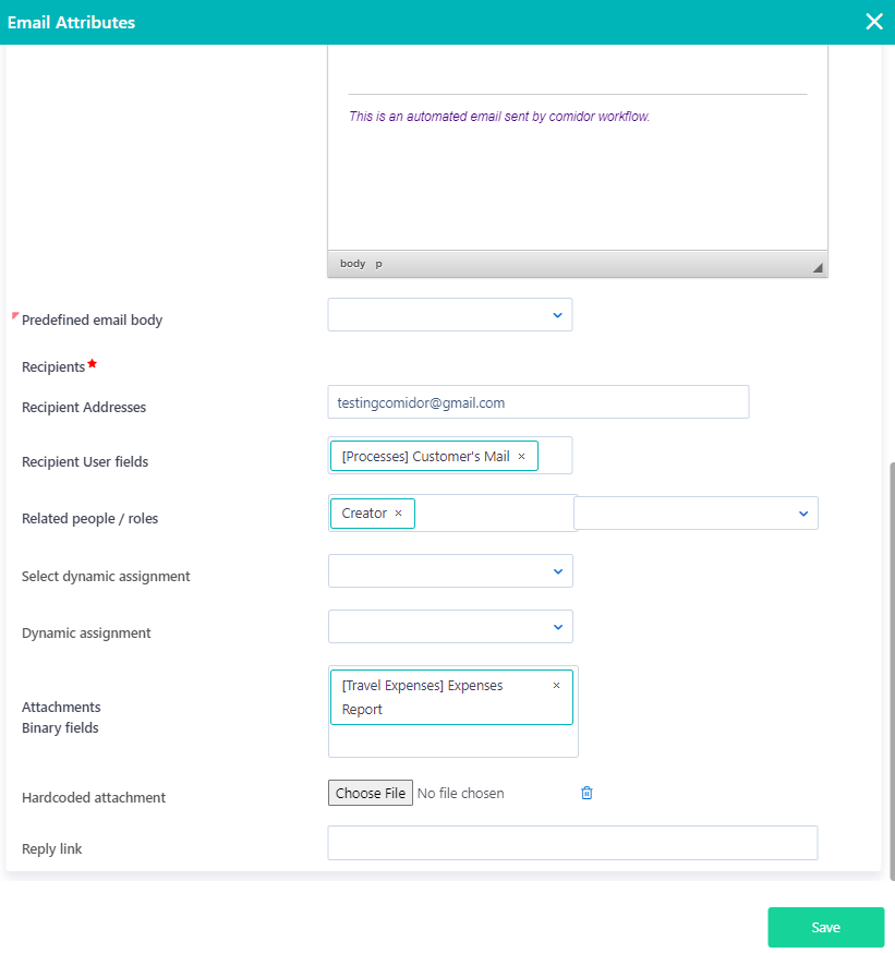 Workflow elements | Comidor Platform