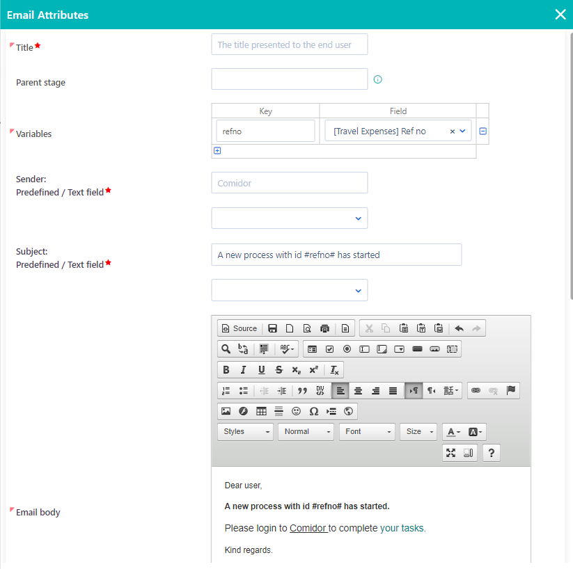 Workflow elements | Comidor Platform