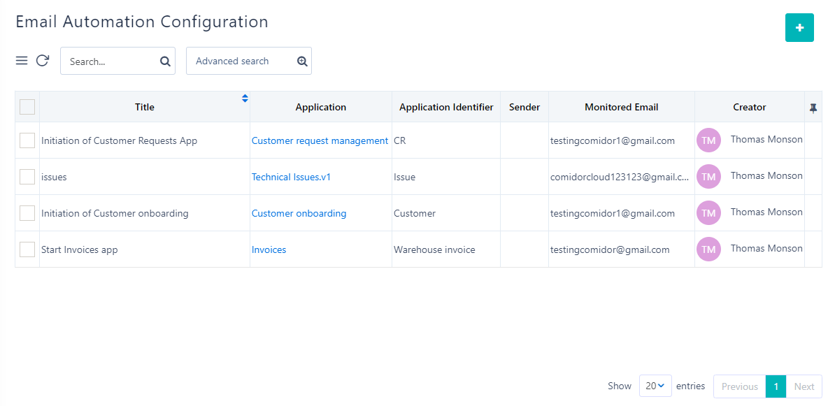 Email Automation Configuration | Comidor Platform