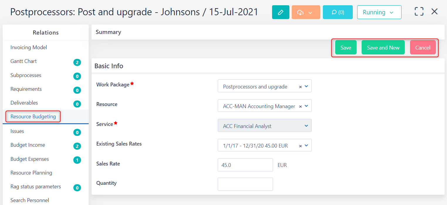 Add new resource budgeting v.6.0 | Comidor Platform