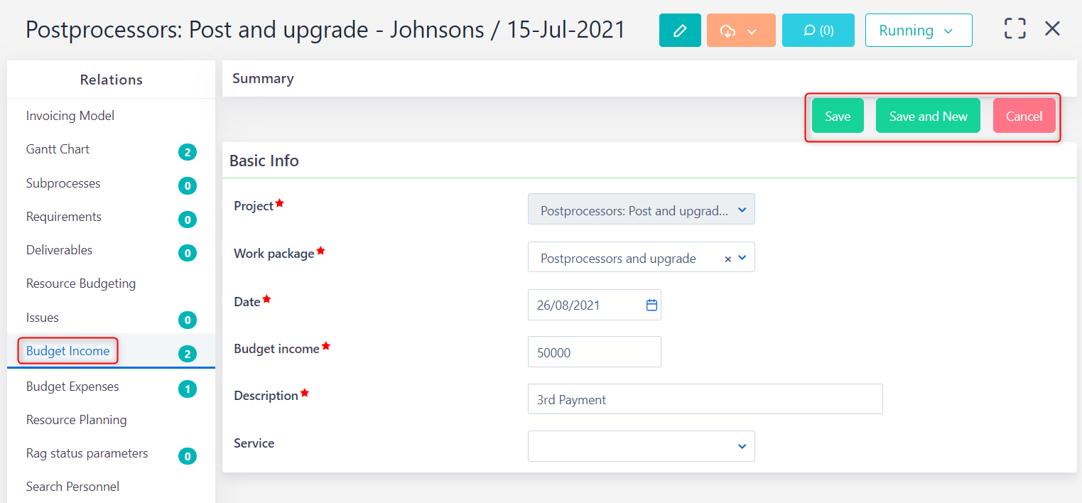 budget income v.6.0 | Comidor Platform