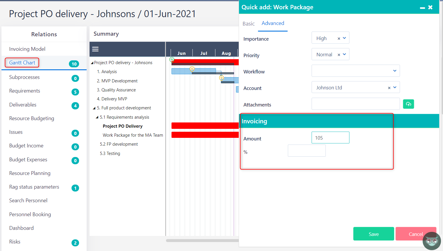 gantt chart v.6.0 | Comidor Platform