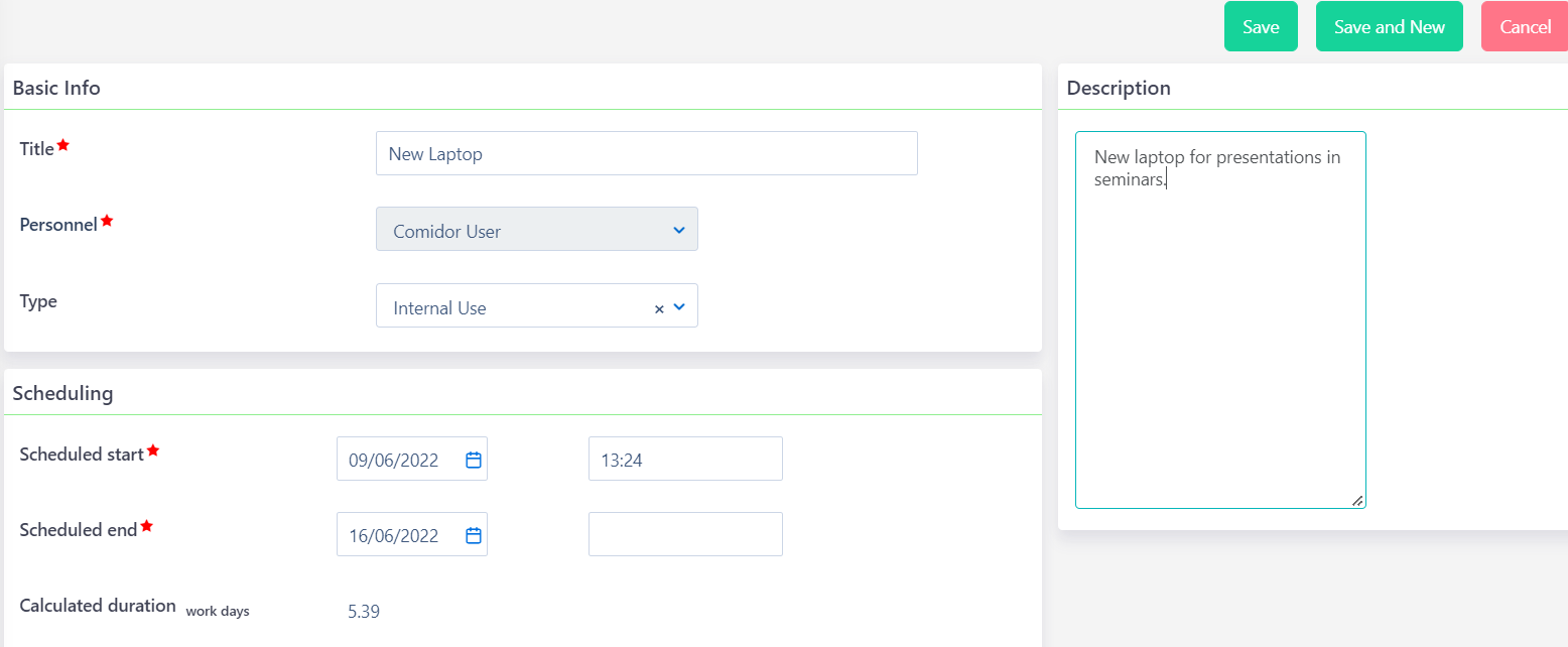 Employee requests V6.2 | Comidor Platform