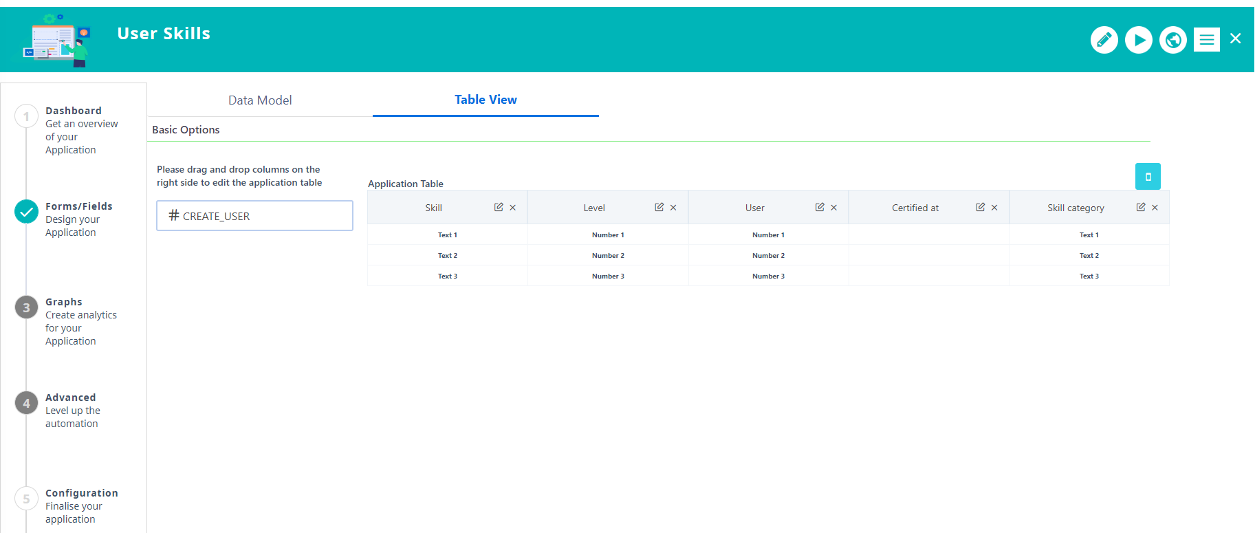 Kanban App table | Comidor Platform