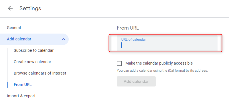 Public URL Calendar | Comidor Platform