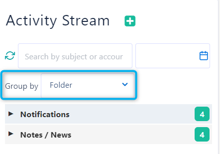 Activity stream - group by folder v.6.2| Comidor Platform