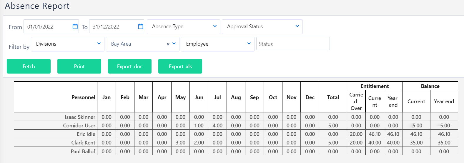 Absence report v.6.2| Comidor Platform