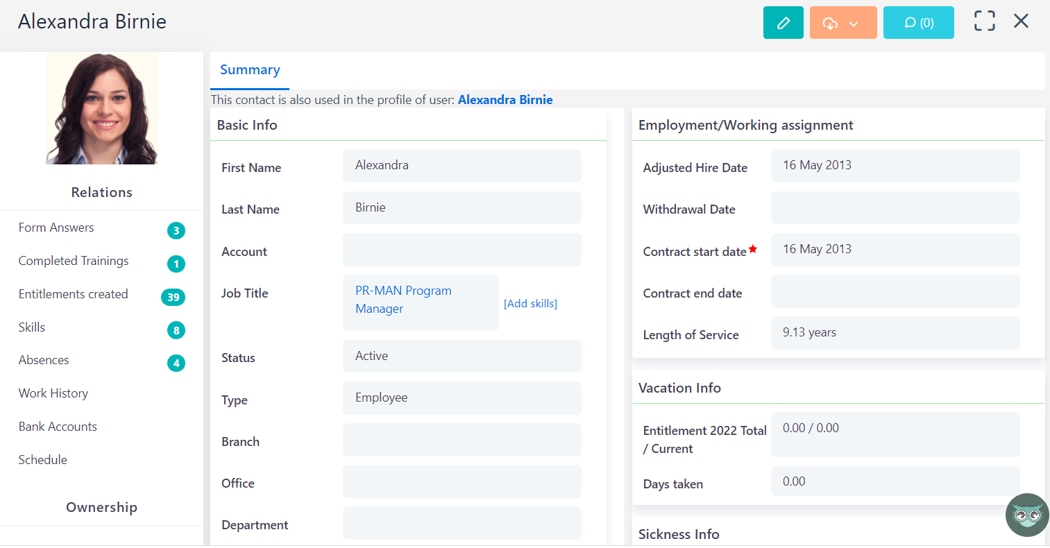 Basic info - Personnel v.6.2| Comidor Platform