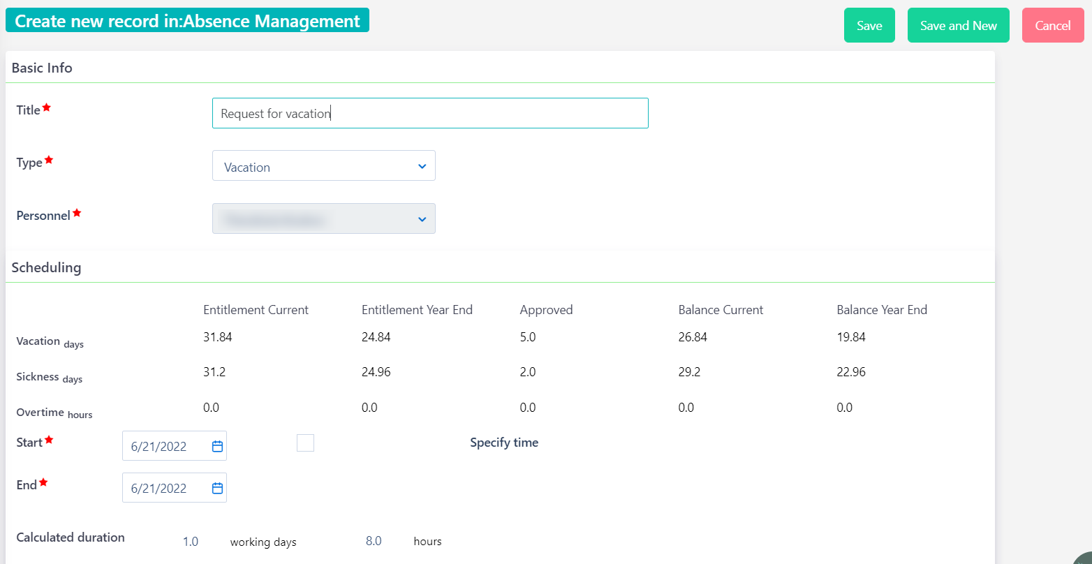 request for absence v.6.2 | Comidor Platform