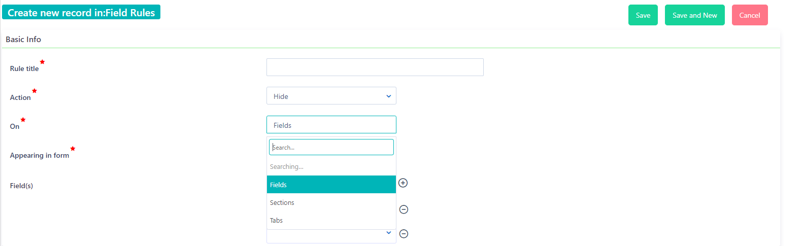 Create Field Rules | Comidor Platform