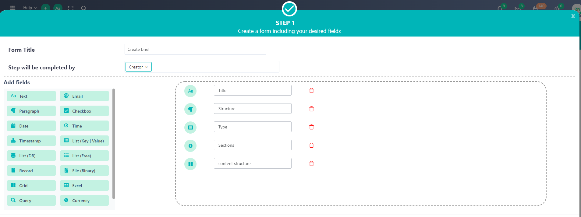 App sequential step | Comidor Platform