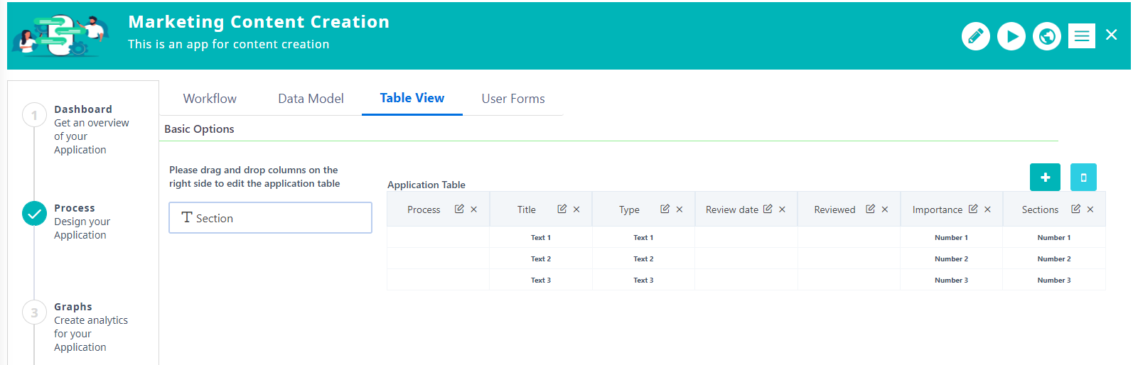 sequential table view | Comidor Platform