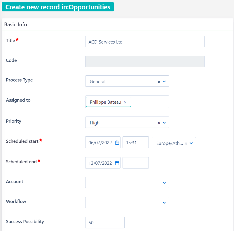 Opportunities creation v6.2| Comidor Platform