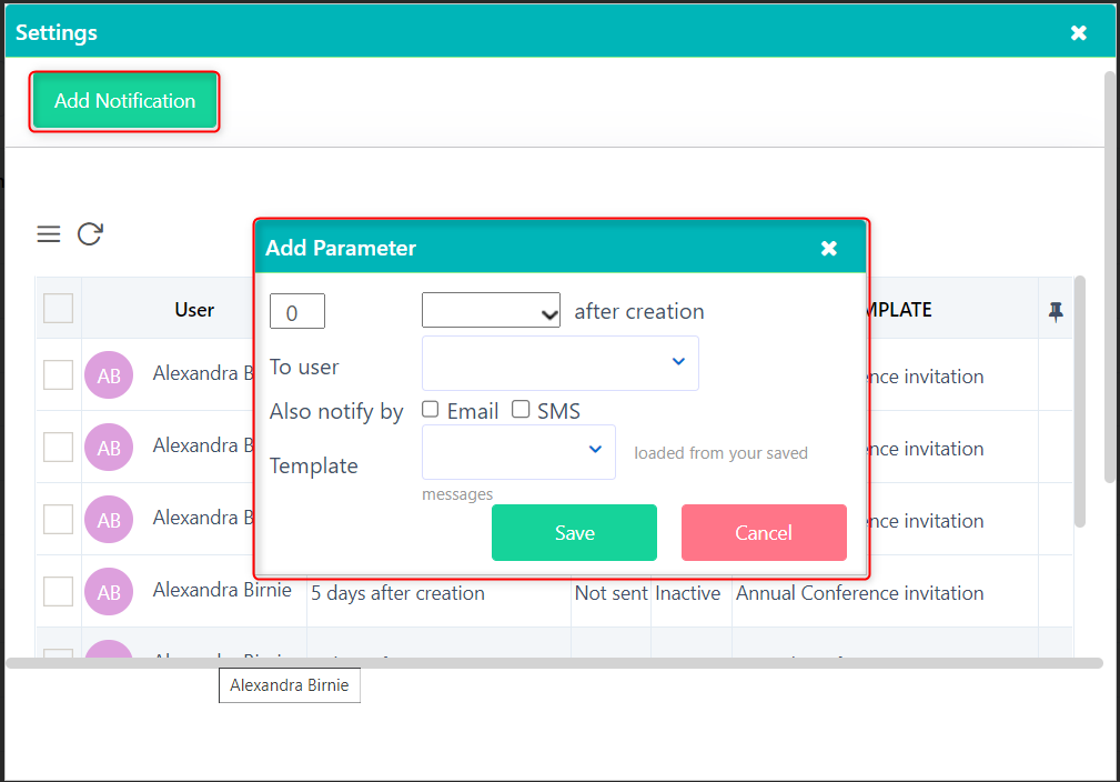 Add notification - leads v.6.2| Comidor Platform