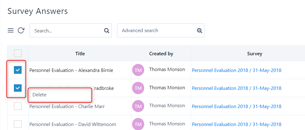 surveys answers delete form designer & surveys V6.2 | Comidor Platform