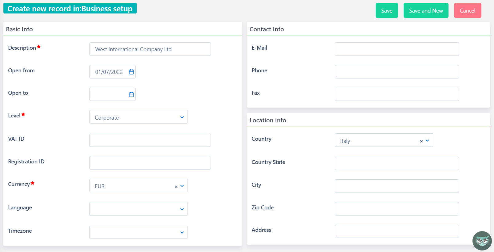 new business setup V6.2 | Comidor Platform