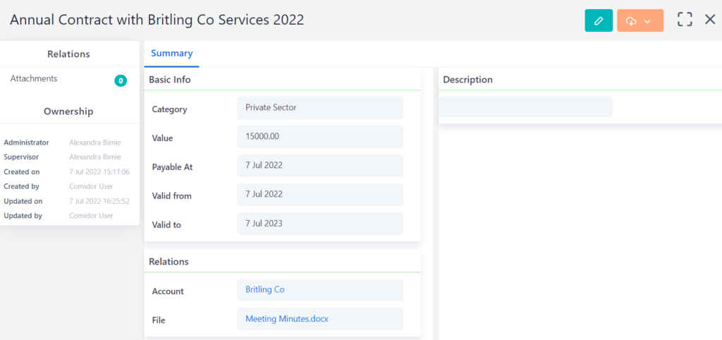 Contracts | Comidor Low-code Automation Platform