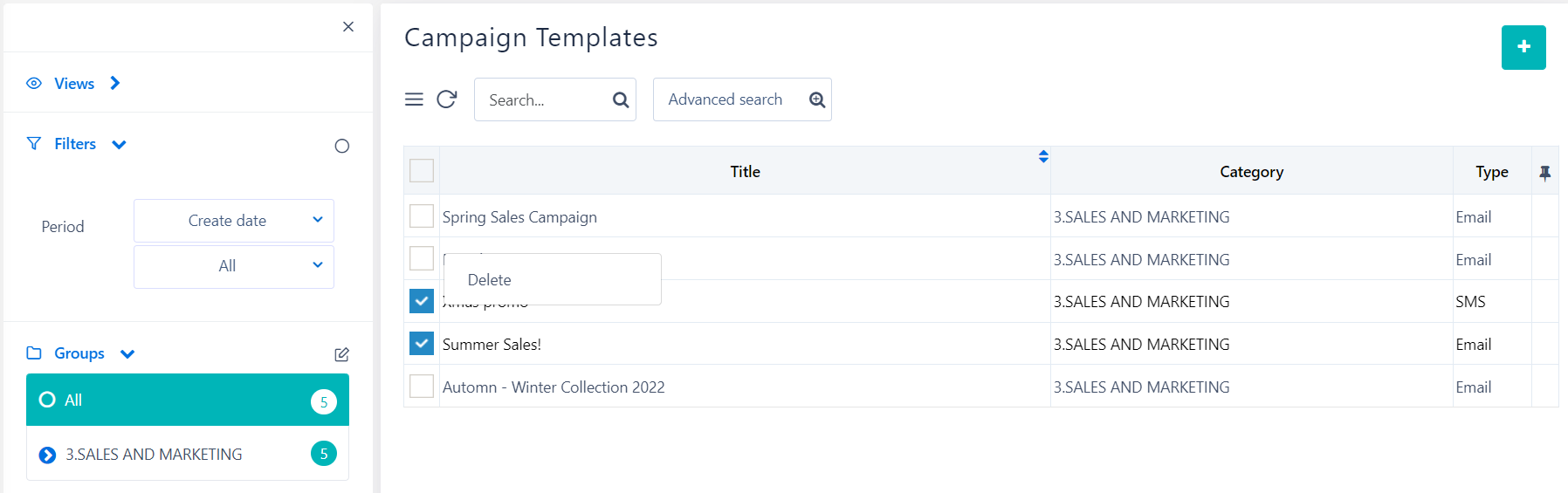 Multiple campaign templates V6.2 | Comidor Platform