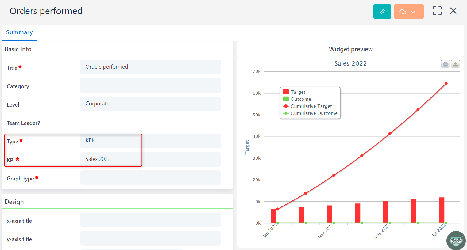 KPI widget v6.2| Comidor Platform