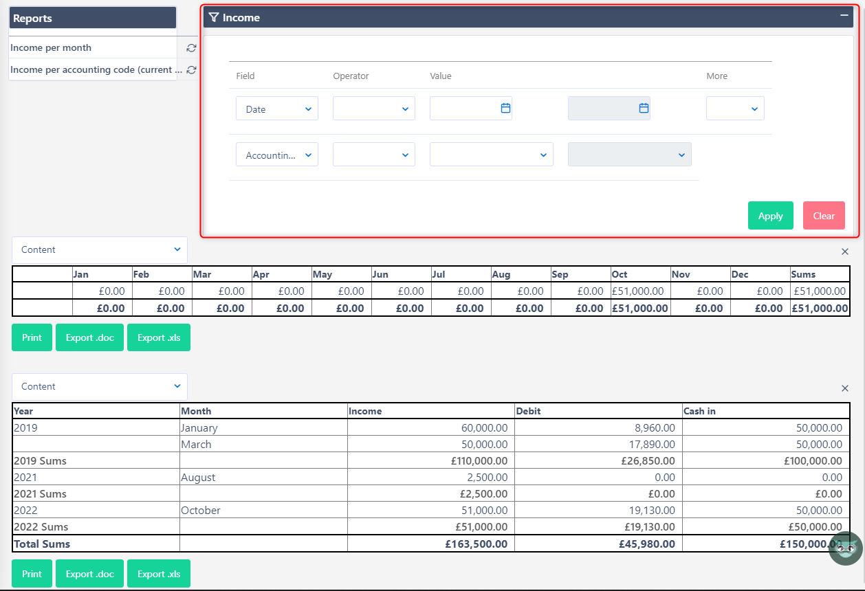 Reports v.6.2. | comidorplatform