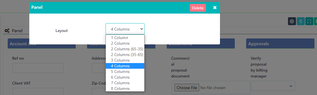 form panel | Comidor Platform