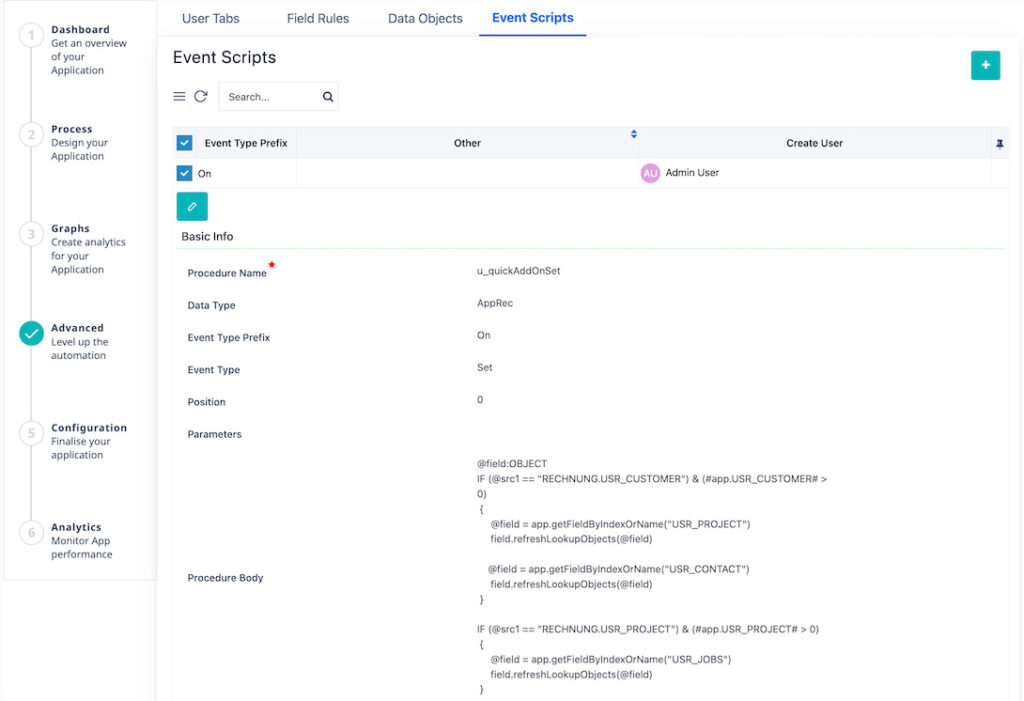 Event scripts | Comidor Low-code Platform