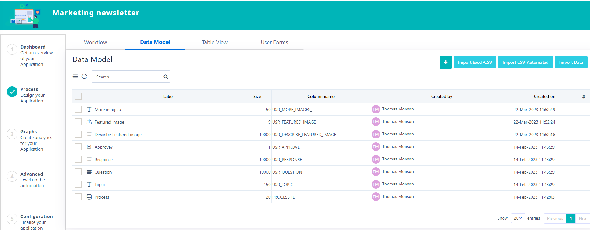 Data model | ChatGPT | Comidor