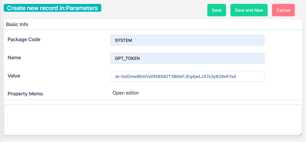 Application Parameter | ChatGPT | Comidor