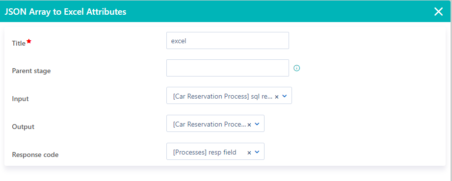 JSON Array to Excel component | Comidor Platform