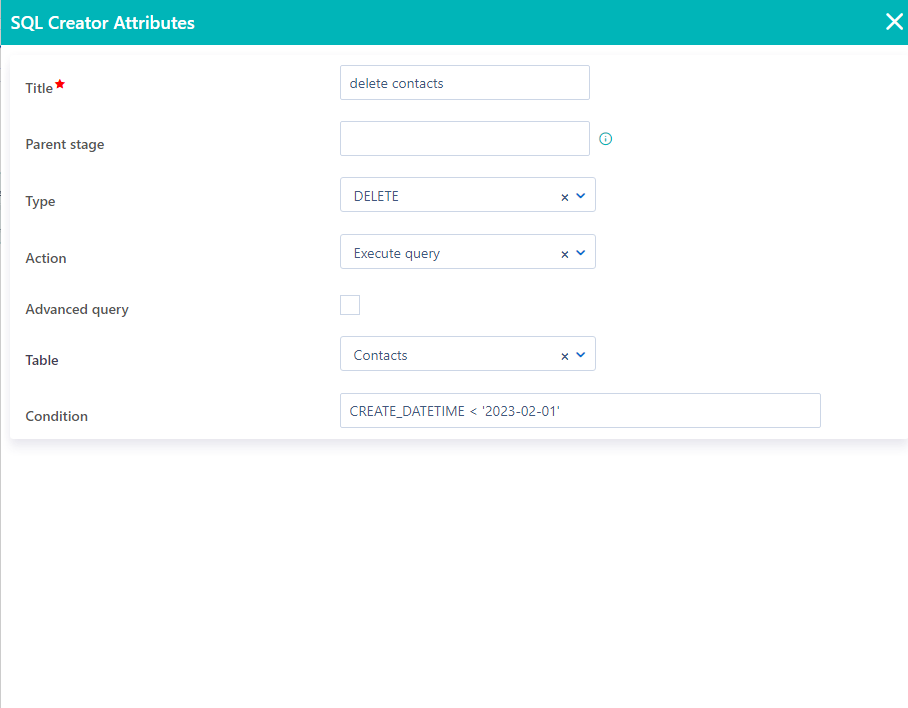 Workflow SQL delete | Comidor Platform