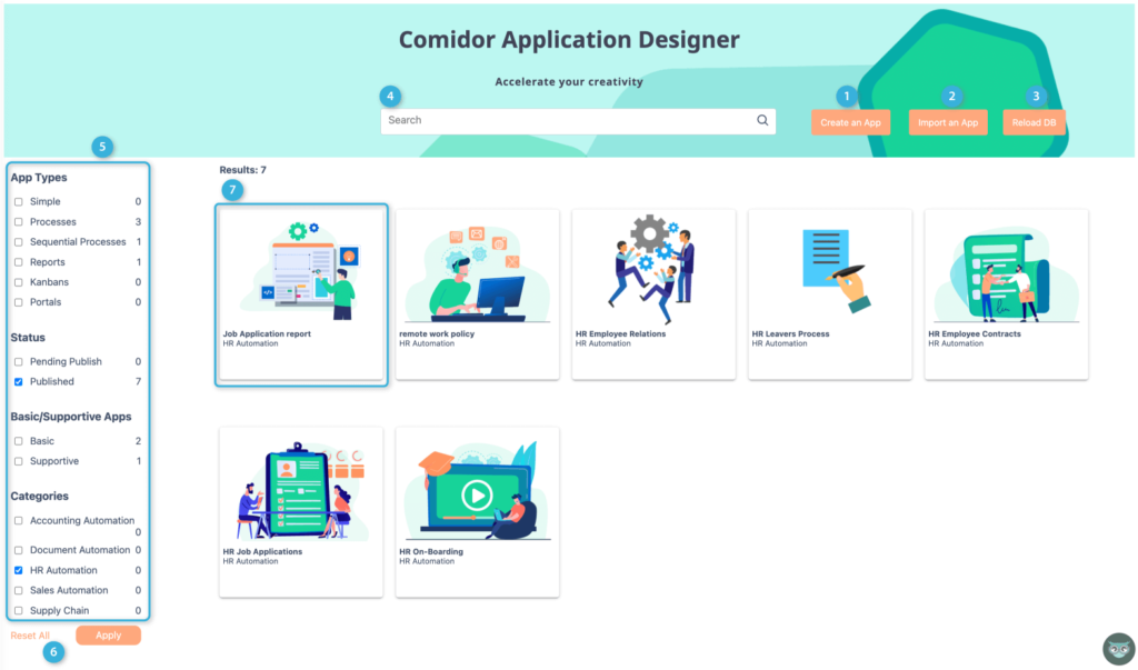 App Designer table | Comidor Platform