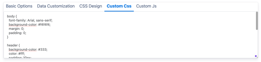 configuration-custom css