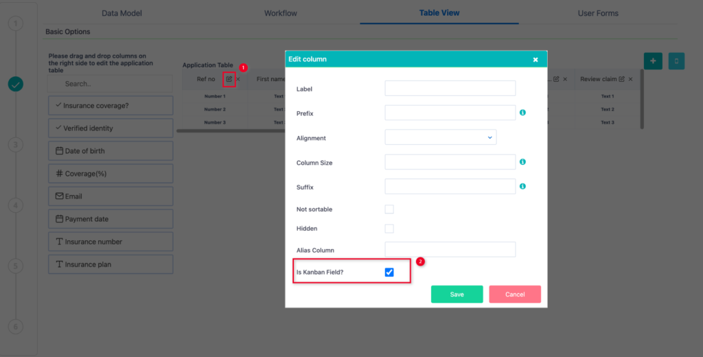 customize fields - Kanban view