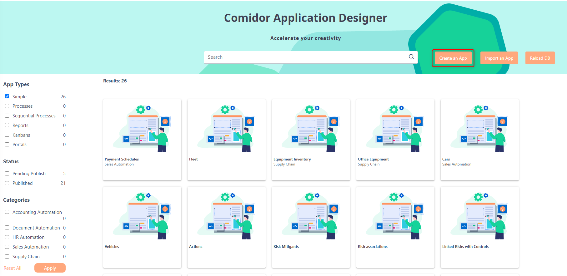 Create App | Comidor Platform