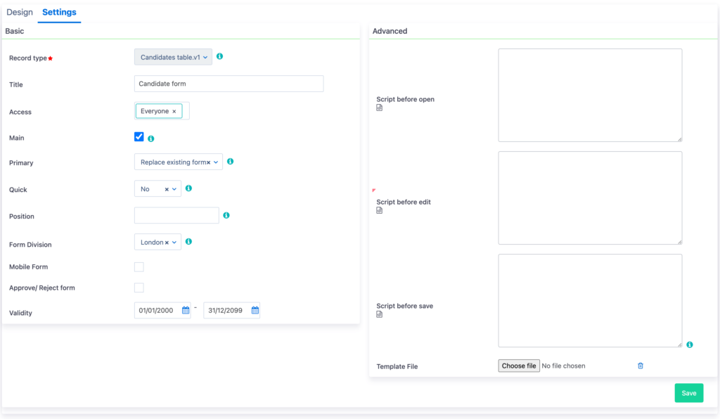 form settings-simple apps