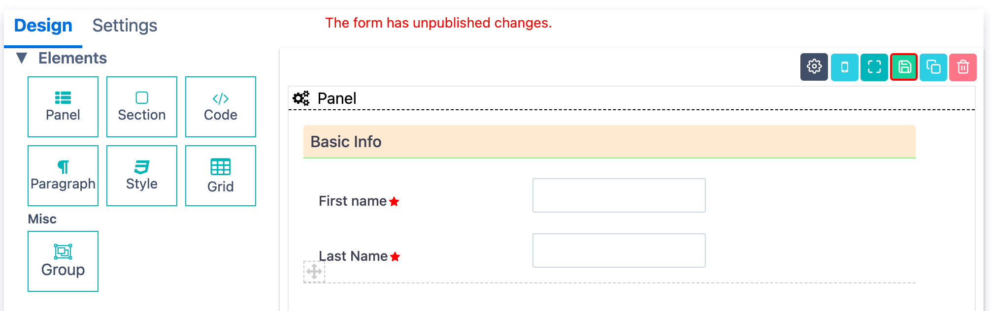 publish a form